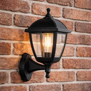 CGC MYRA Large Black Outdoor Wall Lantern Light with Clear Diffuser IP44 Polycarbonate Coastal