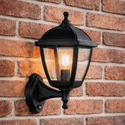 CGC MYRA Large Black Outdoor Wall Lantern Light PIR Motion Sensor with Clear Diffuser IP44 Polycarbonate Coastal