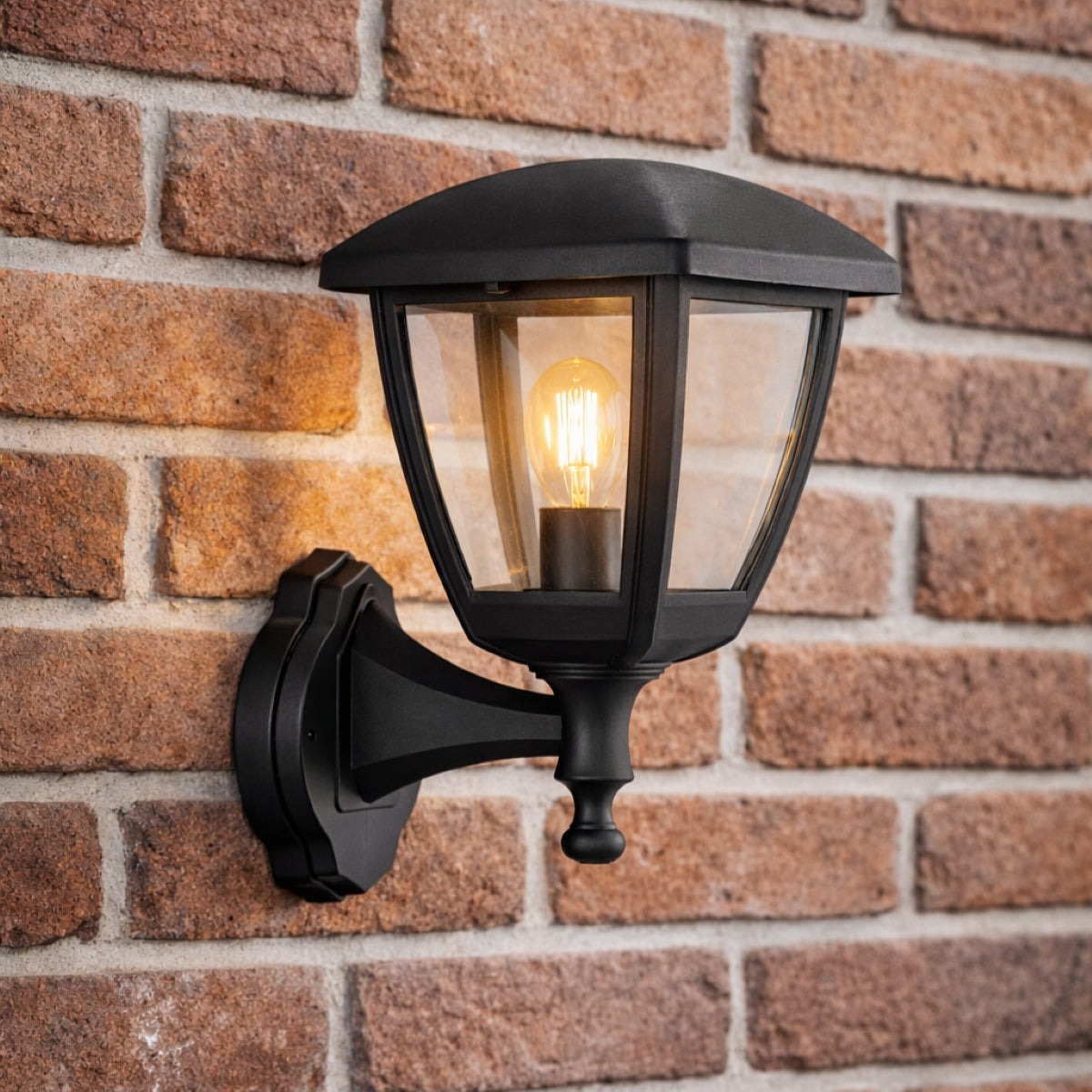 CGC NOVA Large Black Outdoor Wall Lantern Light with Clear Diffuser IP44 Polycarbonate Coastal
