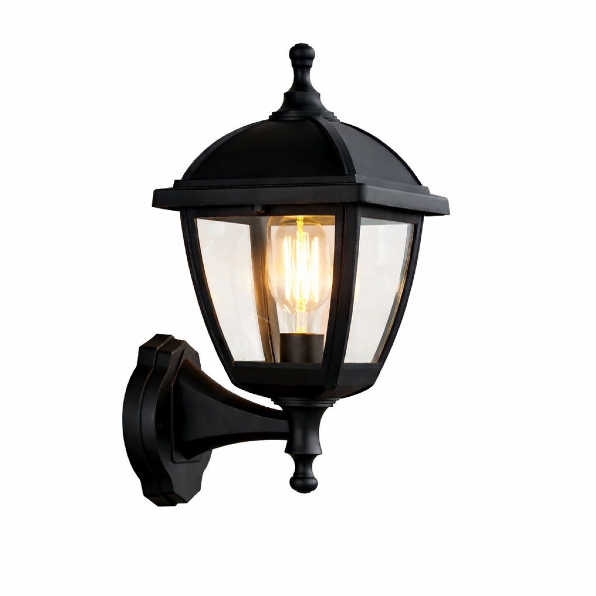 CGC MYRA Large Black Outdoor Wall Lantern Light with Clear Diffuser IP44 Polycarbonate Coastal
