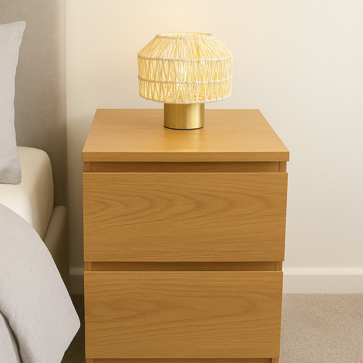 CGC WOVEN White Woven Table Lamp with Gold Base