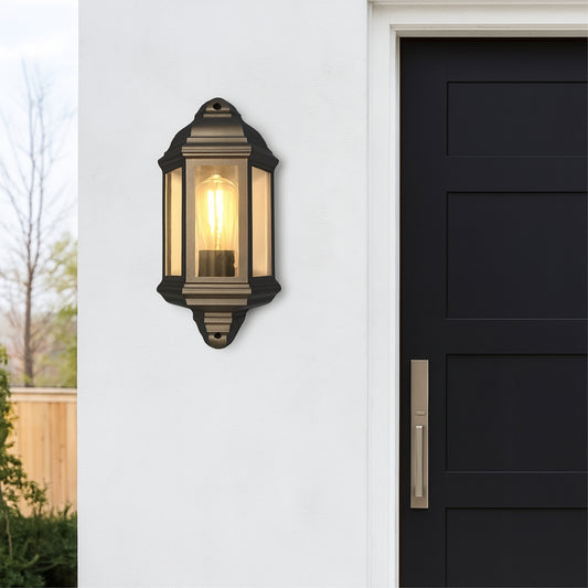 CGC FRED Black Outdoor Half Wall Light Lantern