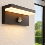 CGC Dallas Black Rectangular Outdoor Wall Light PIR Motion Sensor LED Opal Diffuser 3000k Warm White IP54