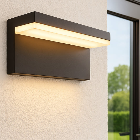 CGC DALLAS Black Rectangular Outdoor Wall Light LED Opal Diffuser 3000k Warm White IP65