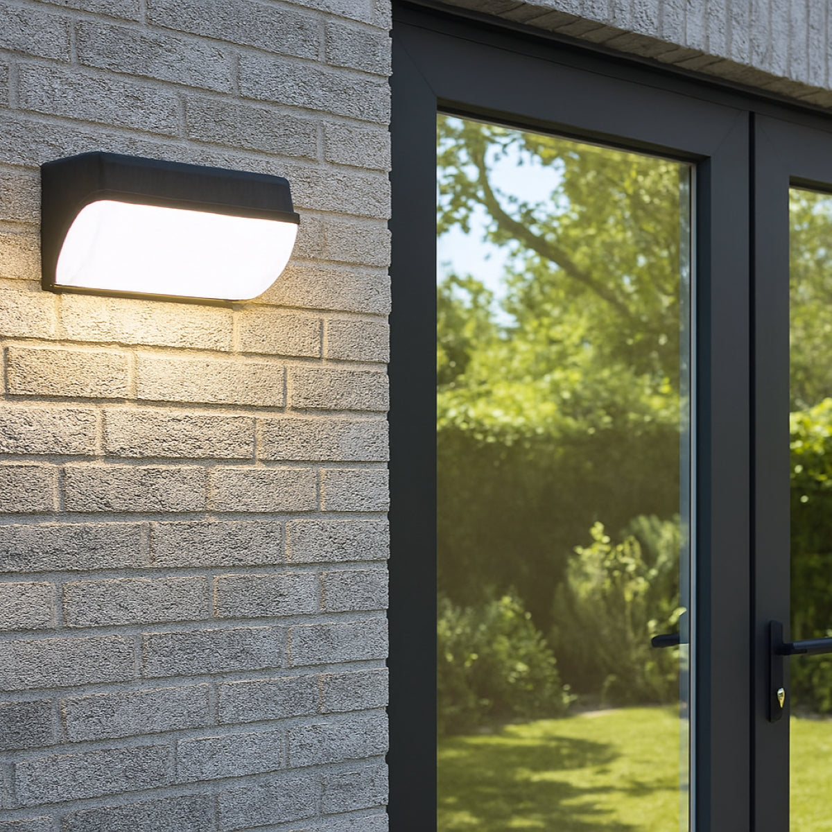 CGC ROX Black Curved Outdoor LED Wall Light with Opal Diffuser IP65 10W