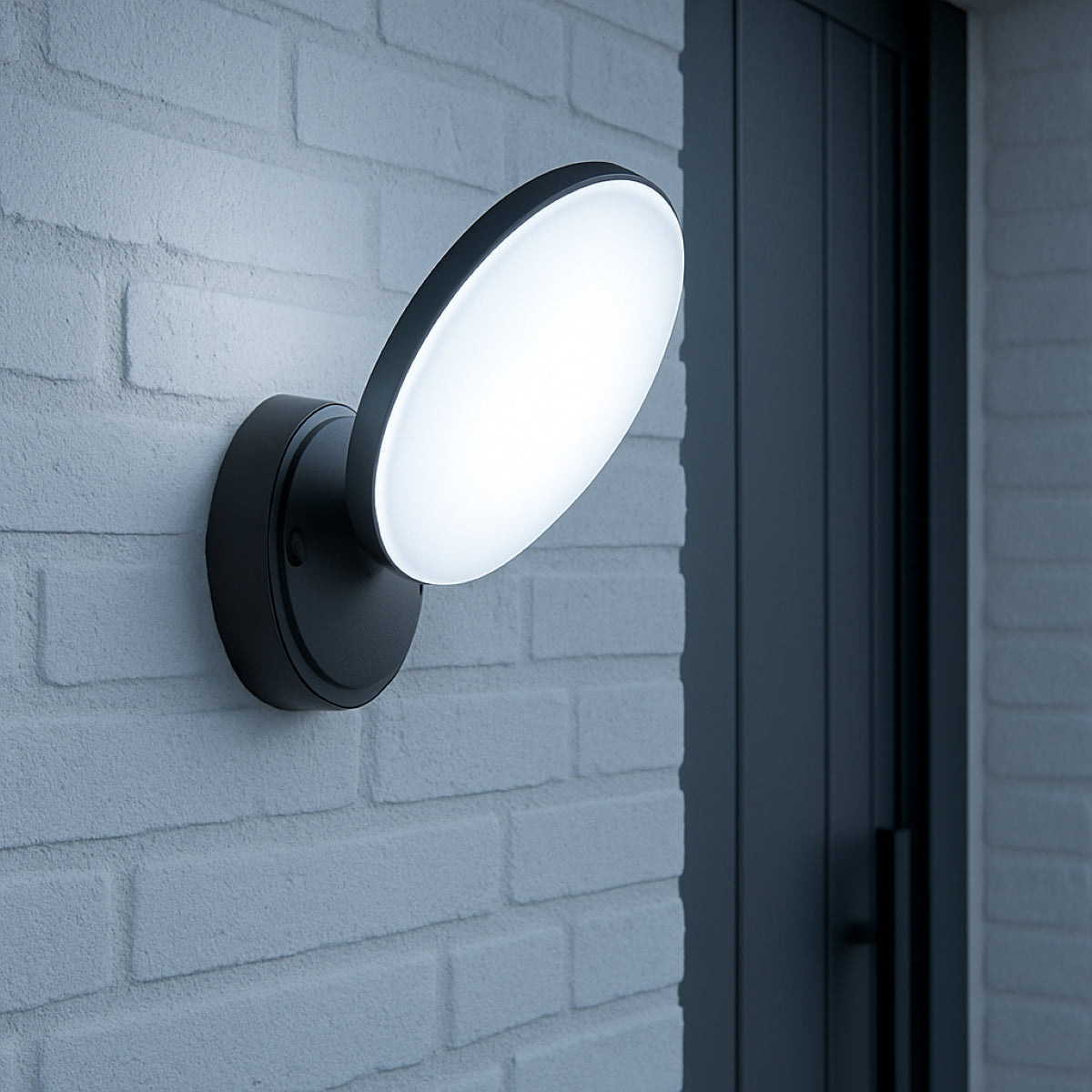 CGC EZRA Slim Round Black LED Outdoor Wall Light 10W 1000lm 4000k Natural White LED