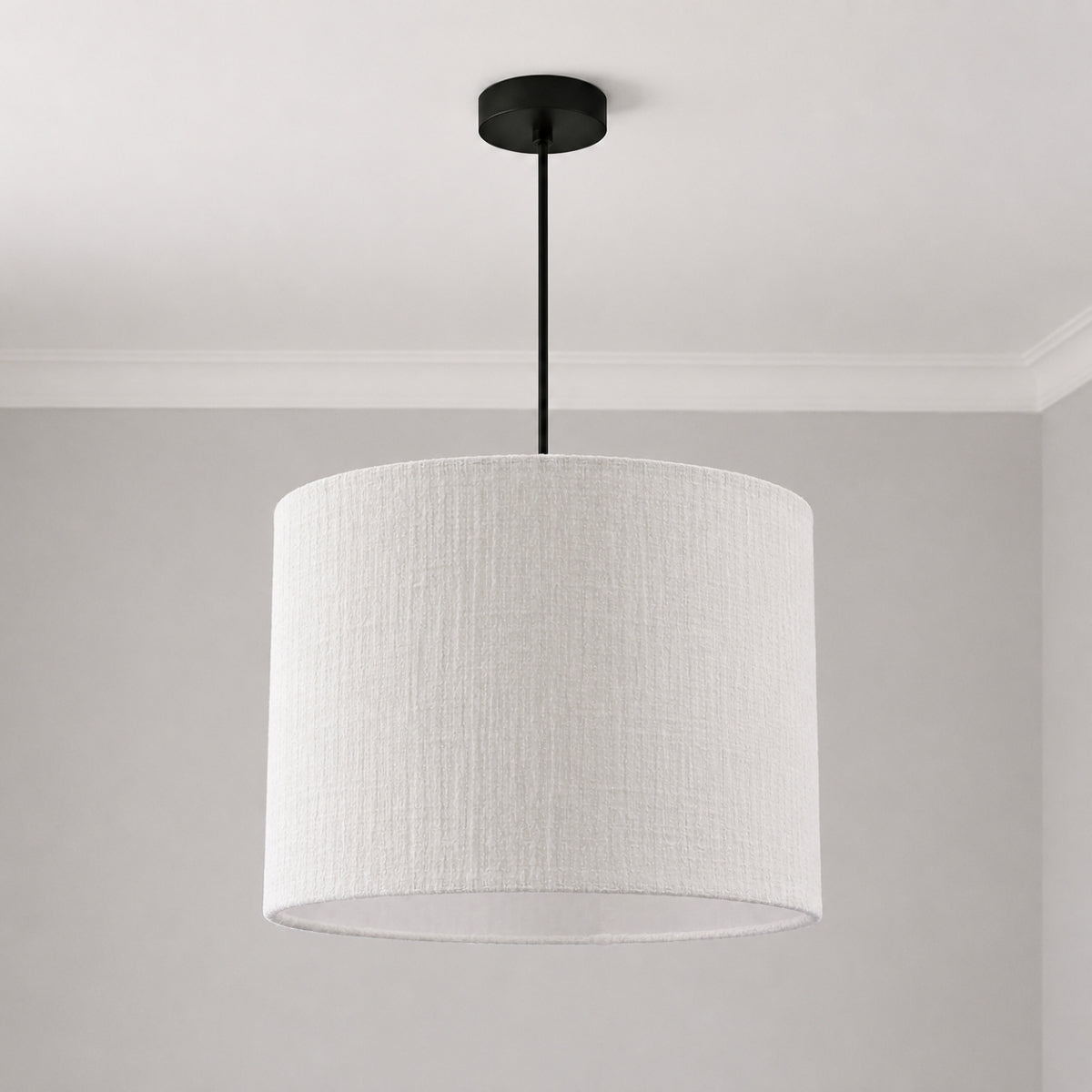 CGC Messina White Luxury Detailed Cotton 30cm Drum Lampshade