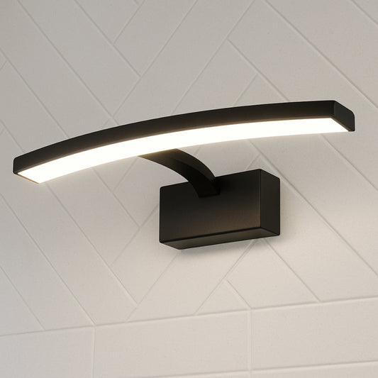 CGC RUBY Black Curved IP44 Bathroom Mirror Wall Light 12W