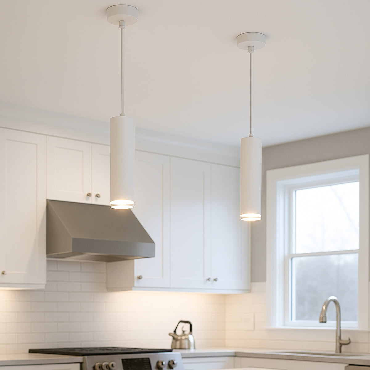 CGC SOLIS White Suspended Cylinder Ceiling Light