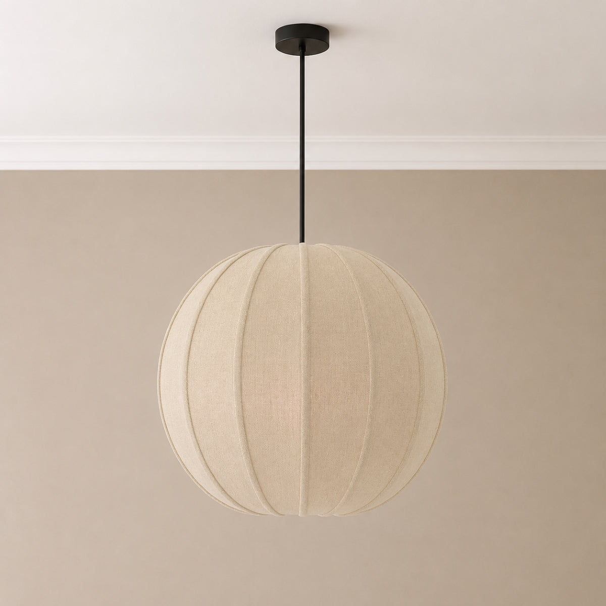 CGC Anica Round Globe Stretched Oatmeal Linen Lampshade