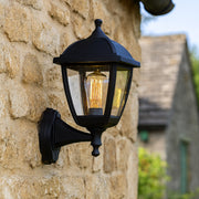 CGC MYRA Large Black Outdoor Wall Lantern Light with Clear Diffuser IP44 Polycarbonate Coastal