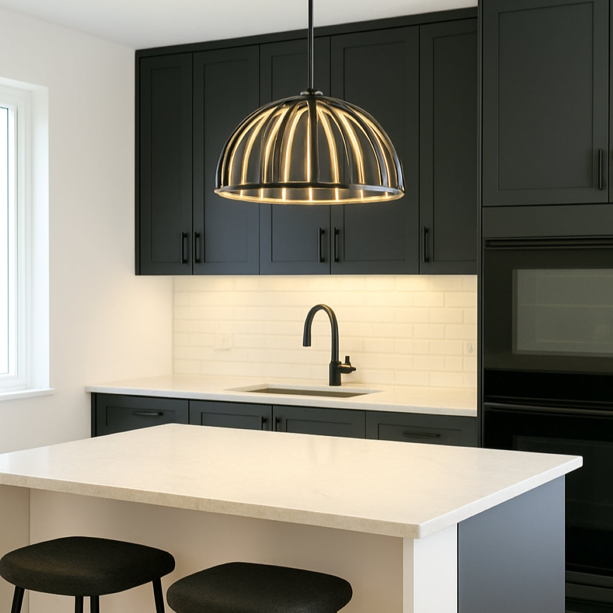 CGC PARAPLU 2 Black 60cm Hemisphere LED Ceiling Pendant