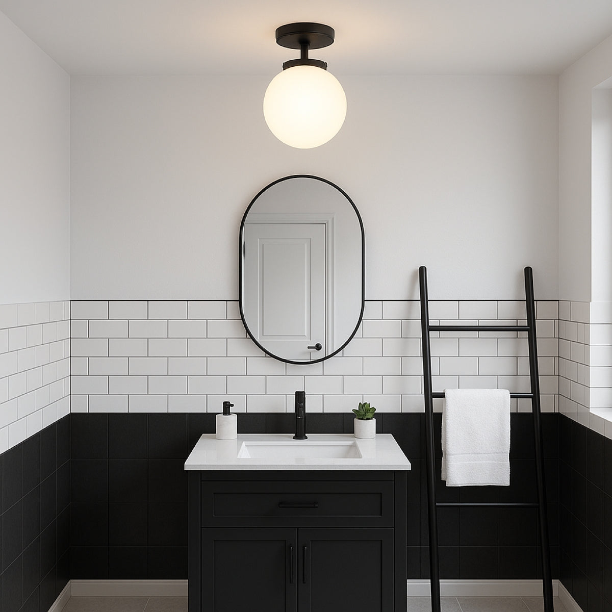 CGC MARLEY Matt Black Large Globe Ceiling Light