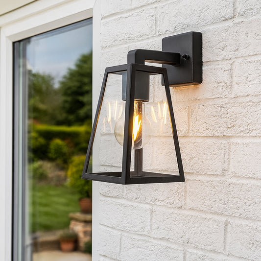 CGC CALLIE Black Outdoor Wall Light Triangle Clear Diffuser