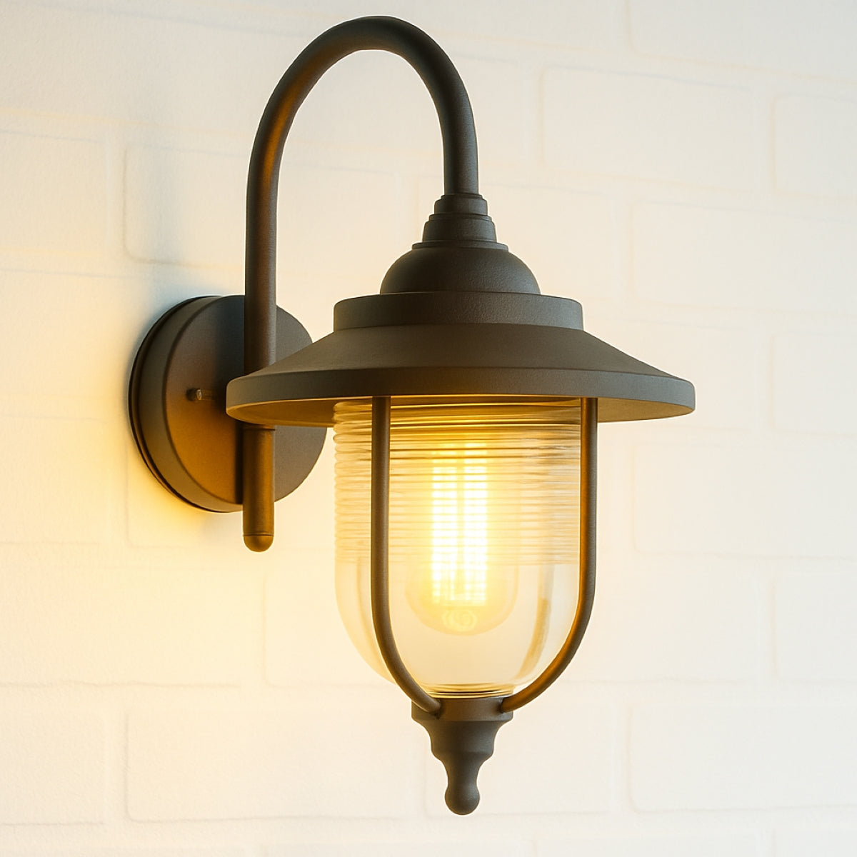 CGC JEMIMA Black Fisherman Hooked Outdoor Wall Lantern Light