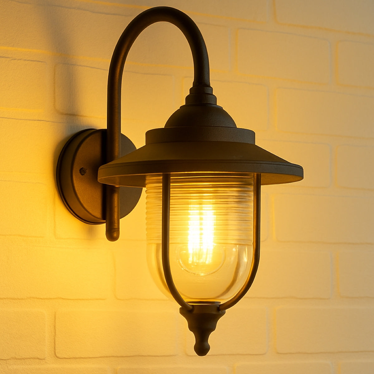 CGC JEMIMA Black Fisherman Hooked Outdoor Wall Lantern Light
