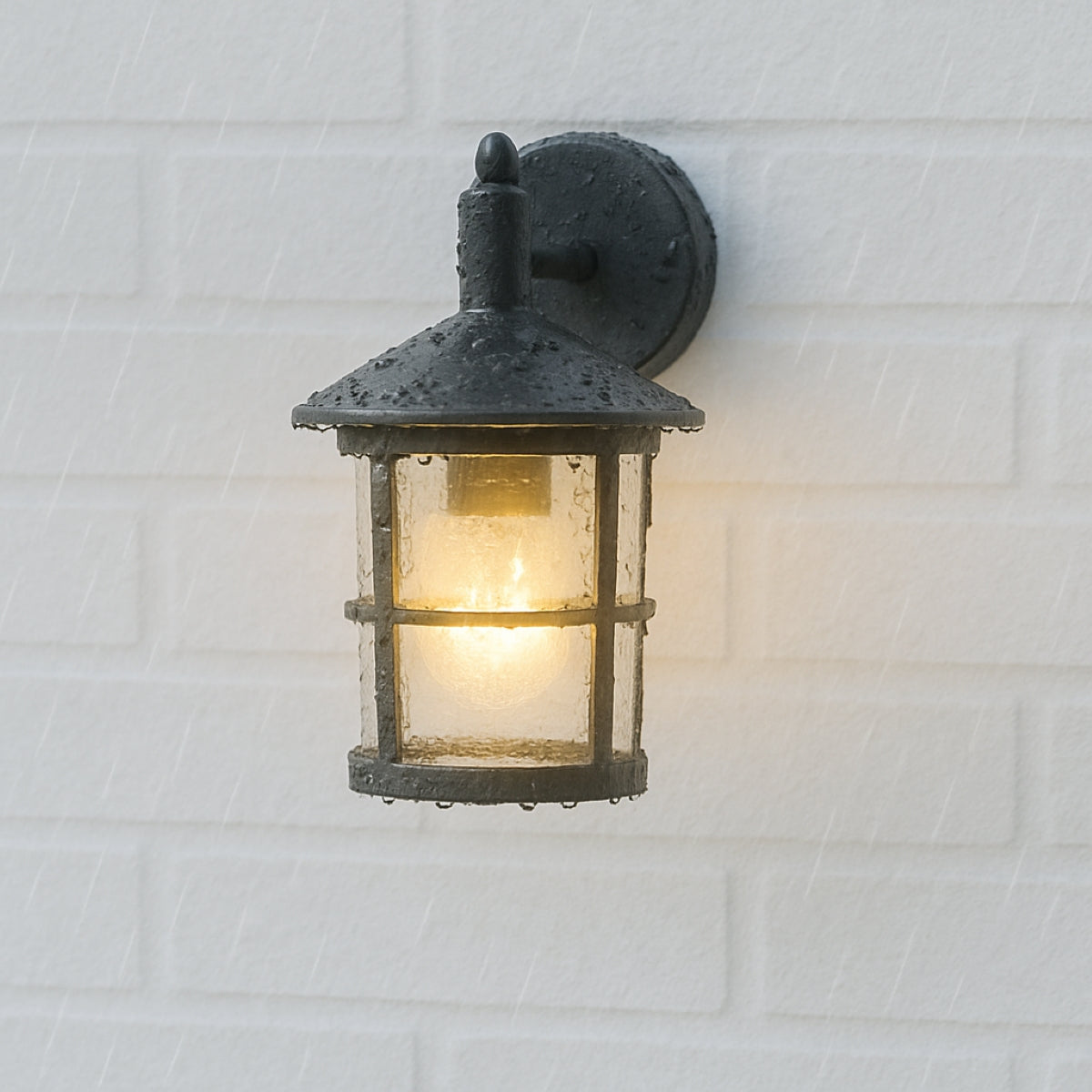 CGC OLIVIA Large Black Traditional Outdoor Wall Lantern Clear Glass Diffuser