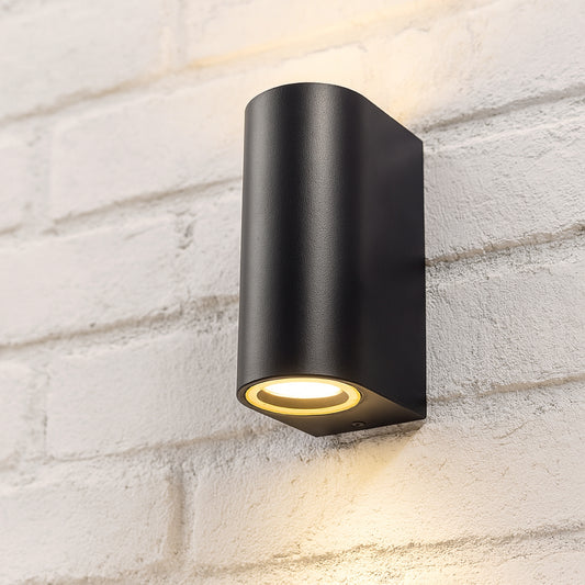 CGC EILEEN Black Outdoor Curved Double Spotlight Wall Light
