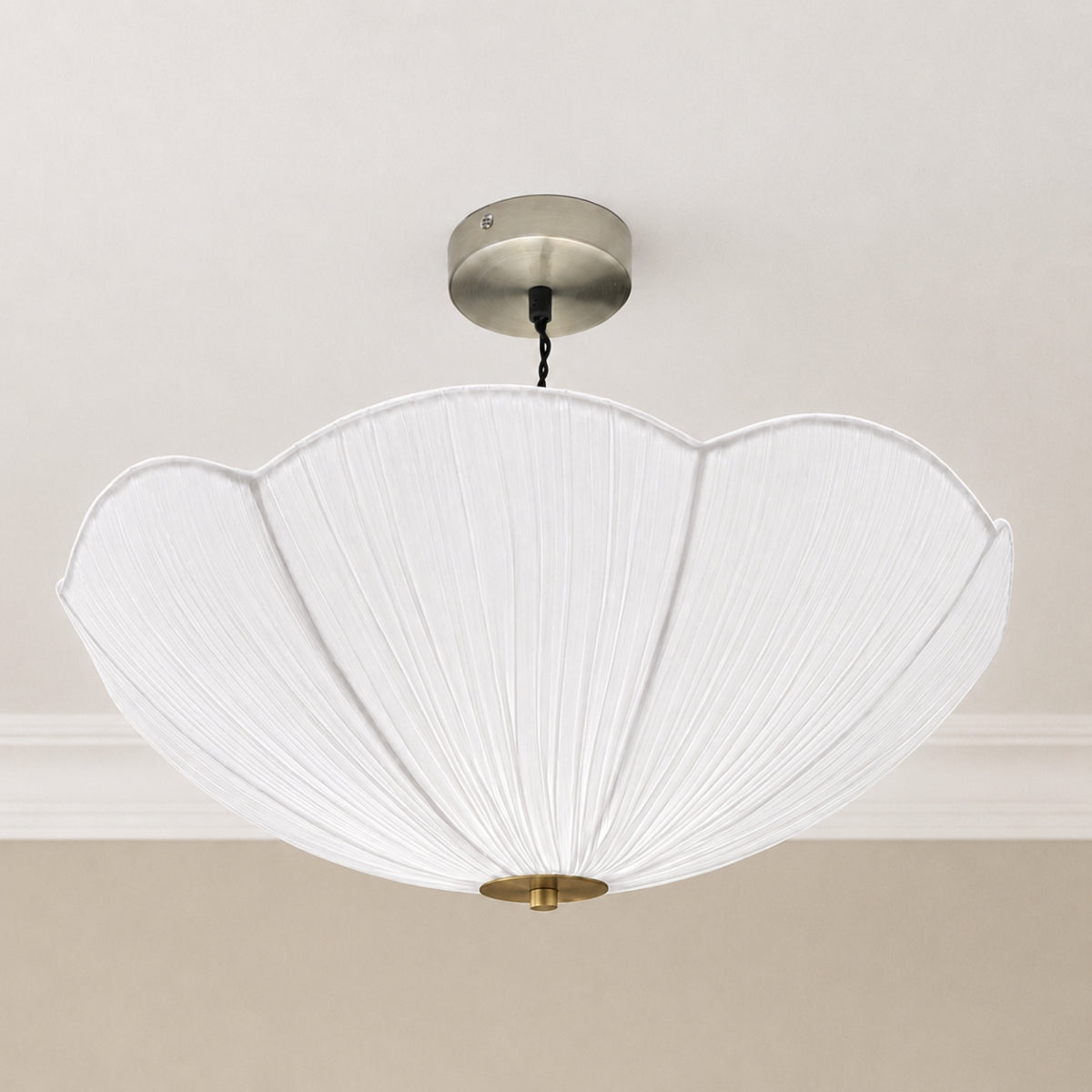 CGC Raya White 51cm Large Ruffled Silk Petal Scallop Fabric Lampshade