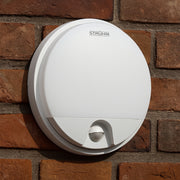 CGC LEAH White Opal Round Outdoor Bulkhead Wall Light 15W PIR Motion Sensor