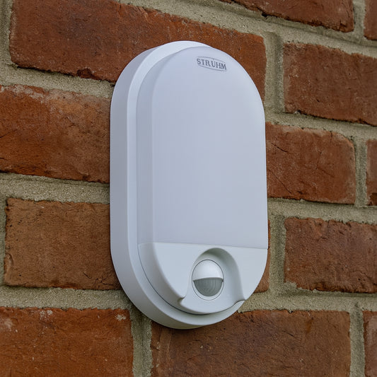 CGC LEAH White Opal Oval Outdoor Wall Light With PIR Motion Sensor
