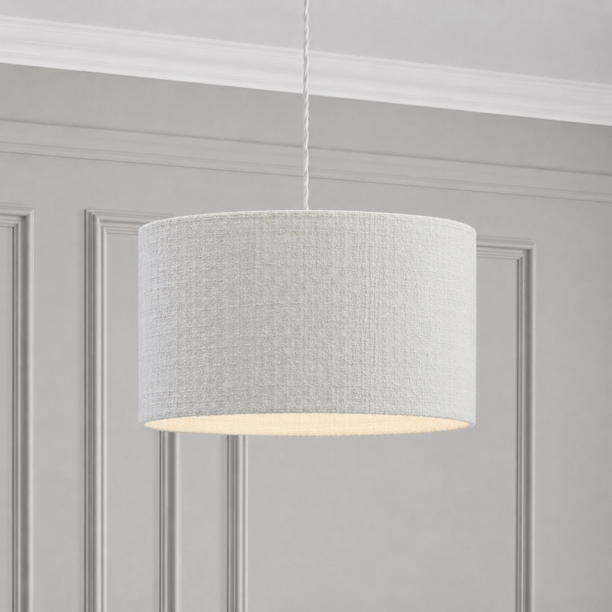 CGC Messina White Luxury Detailed Cotton 30cm Drum Lampshade