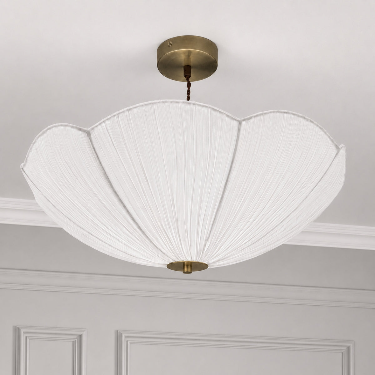 CGC Raya White 51cm Large Ruffled Silk Petal Scallop Fabric Lampshade