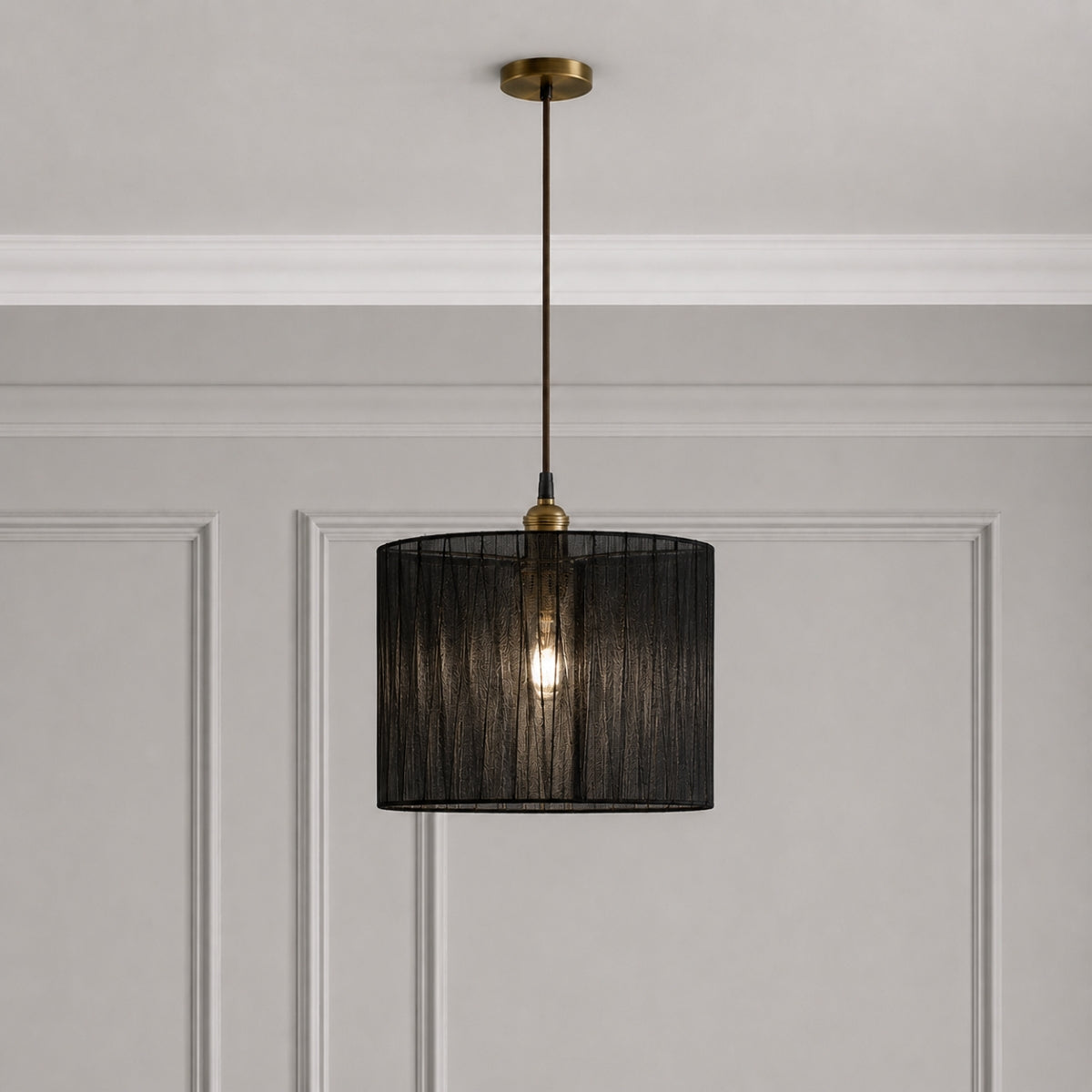 CGC Sylvie Silk Pleated Black Round Drum Lamp Shade