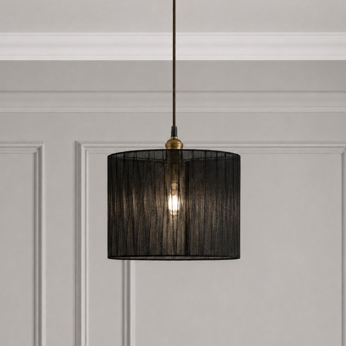 CGC Sylvie Silk Pleated Black Round Drum Lamp Shade