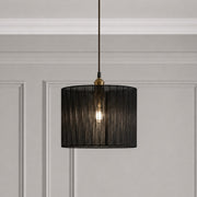 CGC Sylvie Silk Pleated Black Round Drum Lamp Shade
