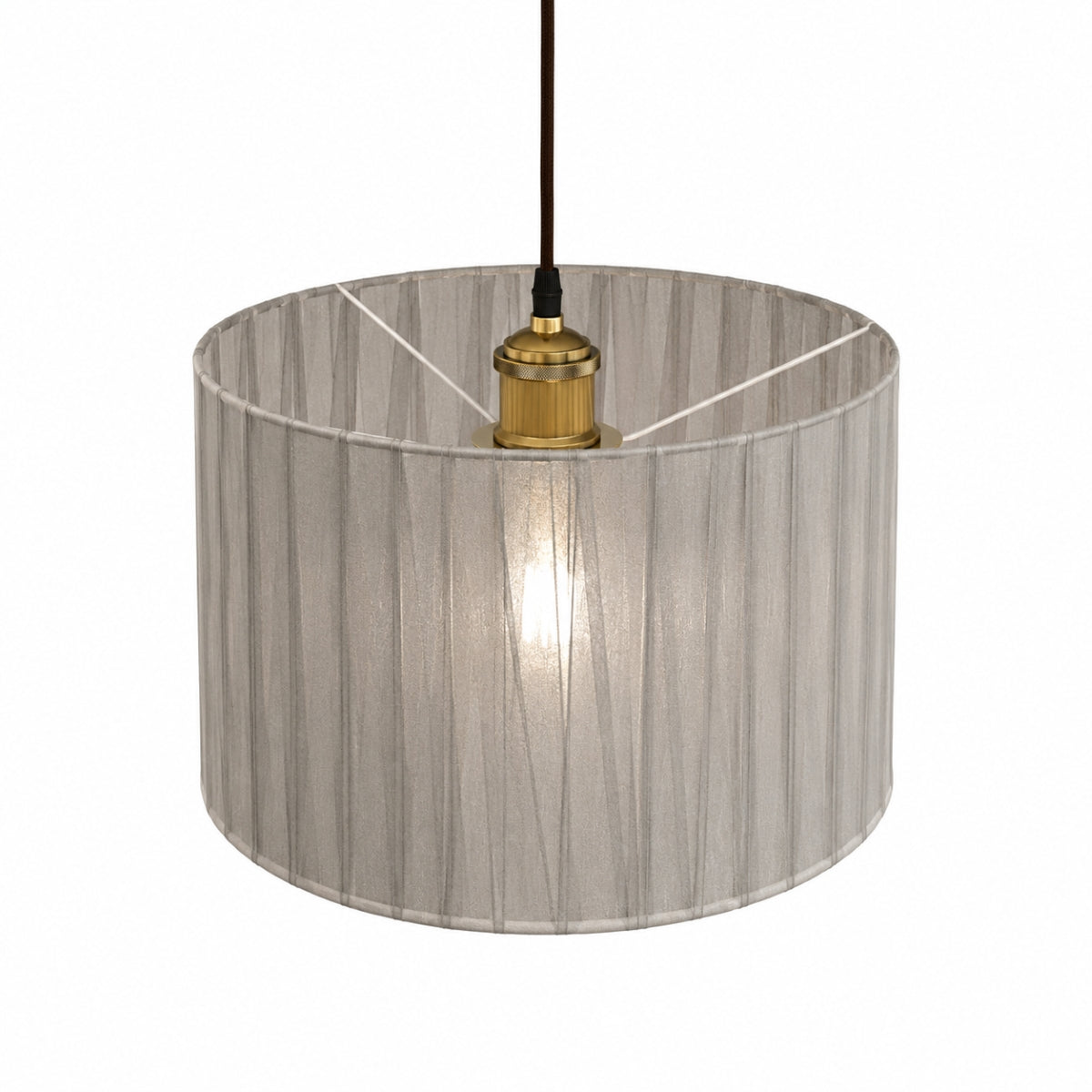 CGC Sylvie Silk Pleated Grey Round Drum Lamp Shade