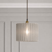 CGC Sylvie Silk Pleated Grey Round Drum Lamp Shade