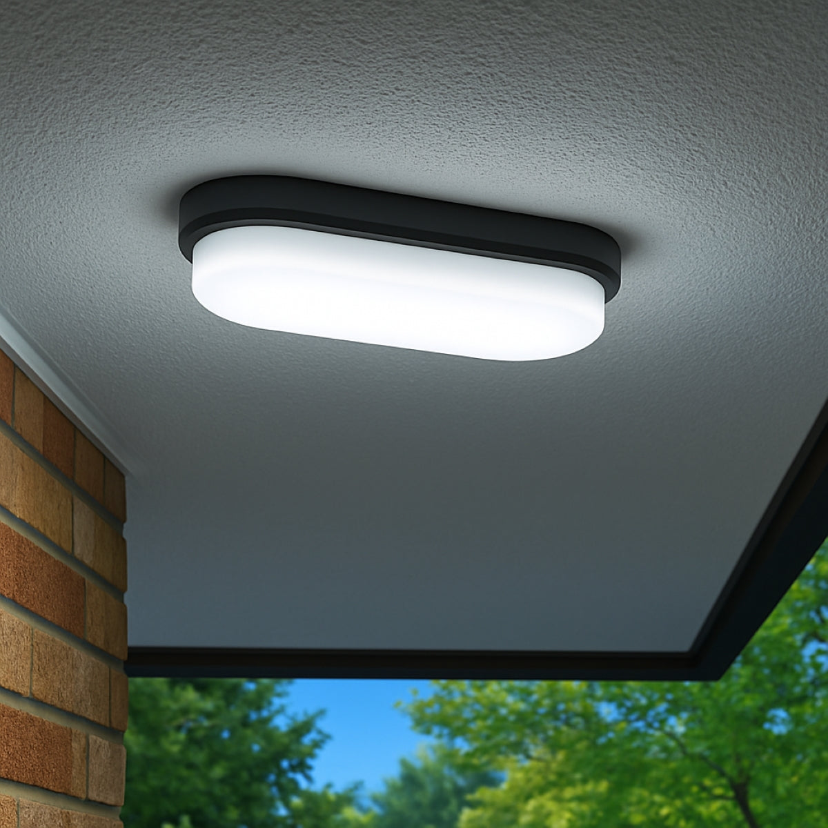 CGC SONNY Black Opal Oval Outdoor Wall Light Bulkhead 12W