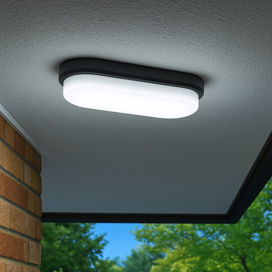 CGC SONNY Black Opal Oval Outdoor Wall Light Bulkhead 12W