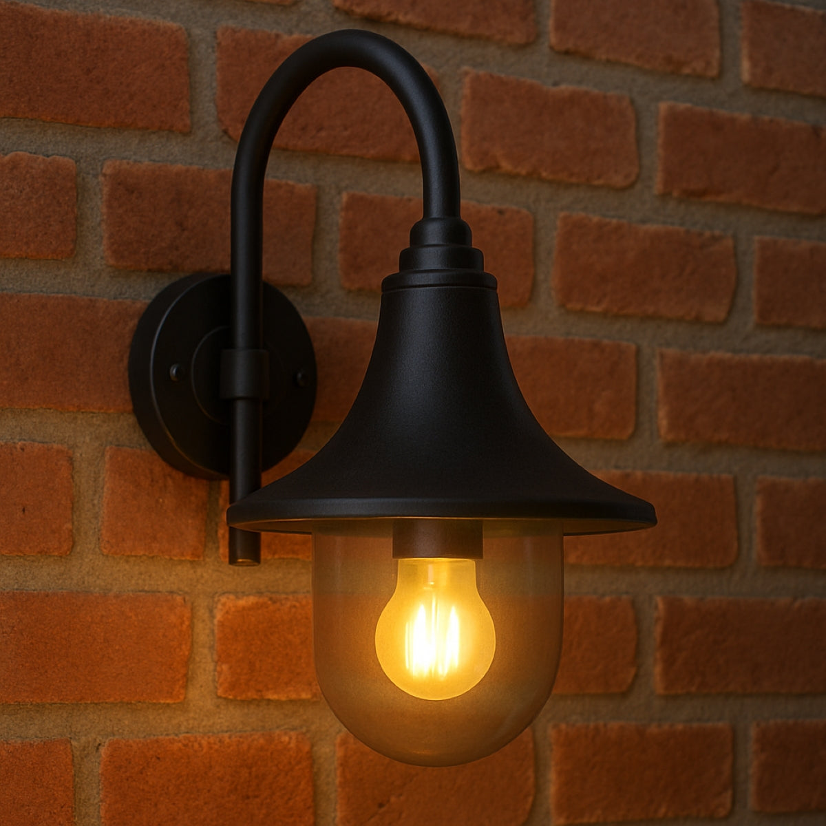 CGC DINAH Black Traditional Curved Hooked Outdoor Wall Lantern