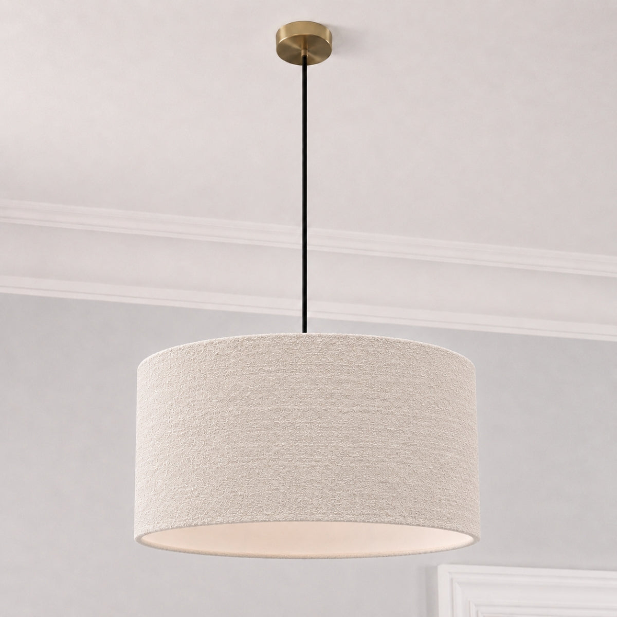 CGC Messina White Luxury Detailed Cotton 45cm Large Drum Lampshade