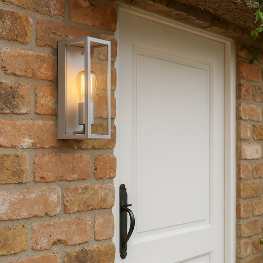 CGC IRENE Silver/Grey Industrial Box Outdoor Wall Light