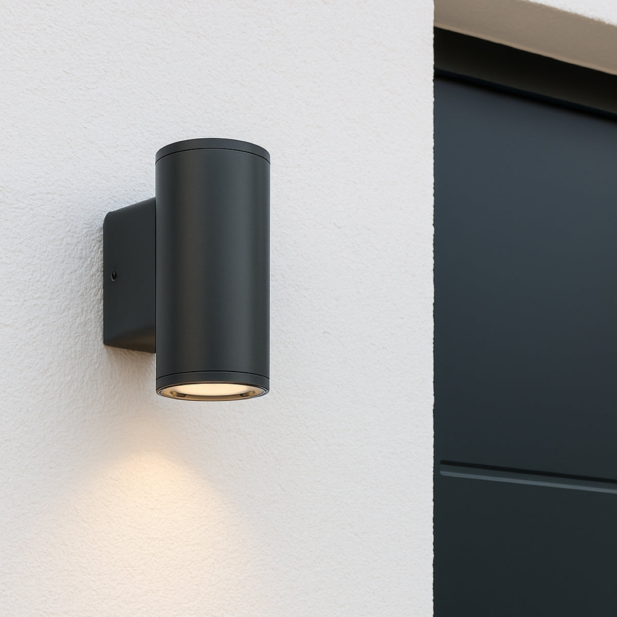 CGC SHERRI Black Cylinder Outdoor Up and Down Wall Light