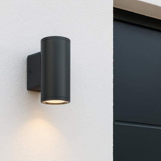CGC SHERRI Black Cylinder Outdoor Up and Down Wall Light