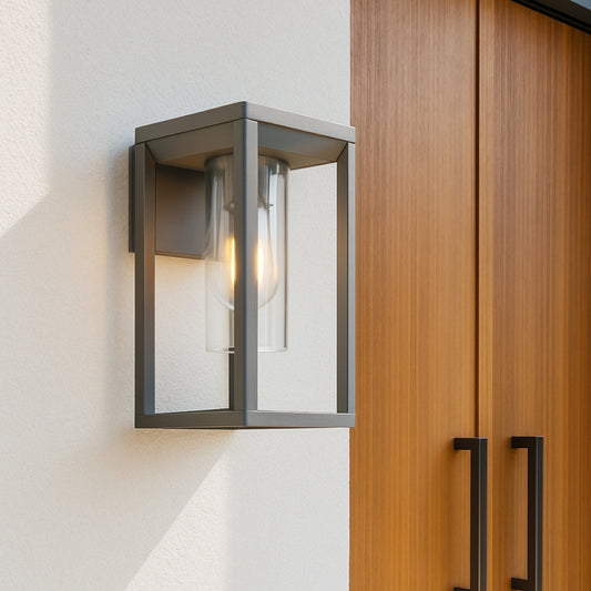 CGC MADDISON Anthracite Grey E27 Outdoor Wall Light Lantern Clear Diffuser IP54