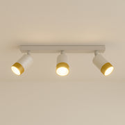 CGC PUZON White & Gold GU10 Adjustable Triple Three Head GU10 Ceiling Spotlight Bar Light