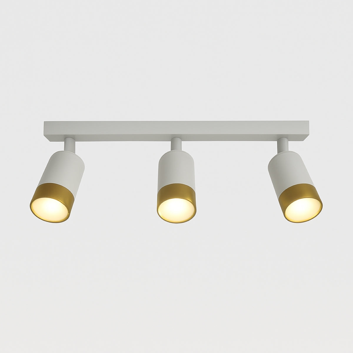 CGC PUZON White & Gold GU10 Adjustable Triple Three Head GU10 Ceiling Spotlight Bar Light