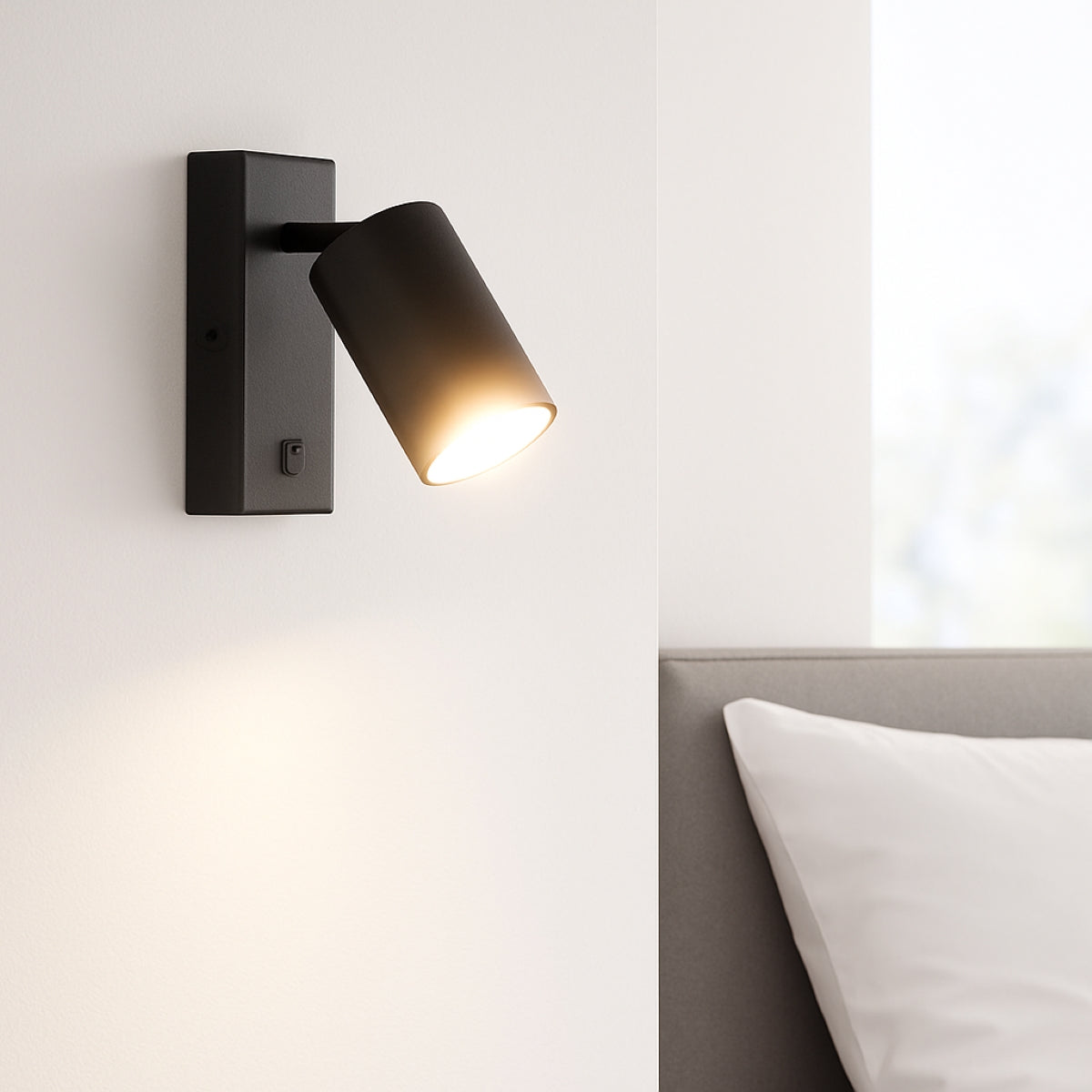 CGC BELLA Black GU10 Wall Light With On/Off Switch and Adjustable Head