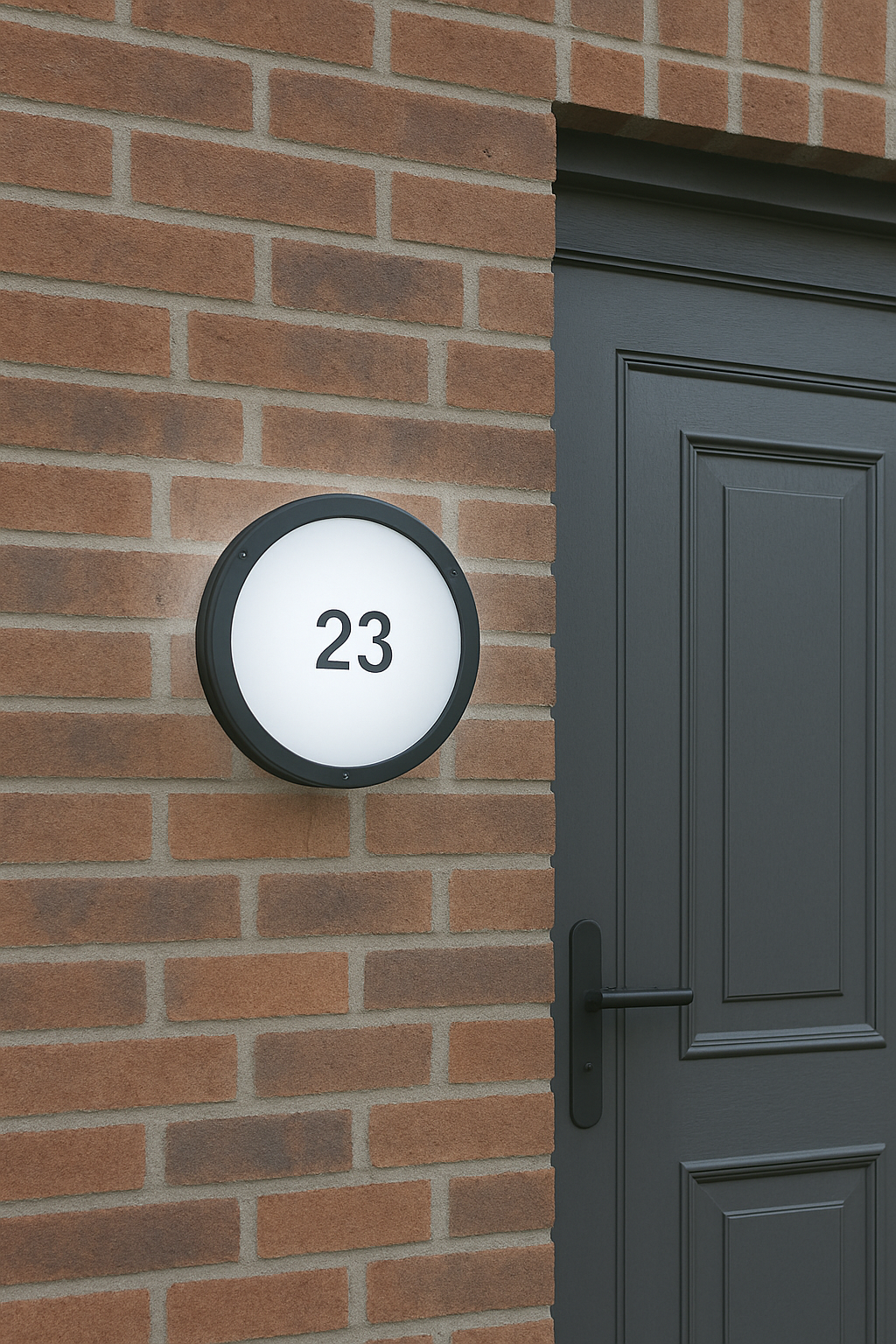 CGC STAX Round Black LED Outdoor Wall Light Bulkhead with House Number Pack