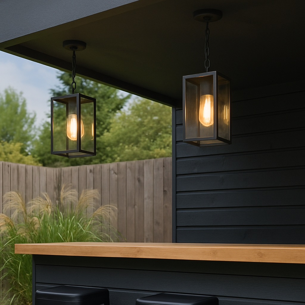 CGC SIENNA Black Hanging Outdoor Porch Lantern Ceiling Light