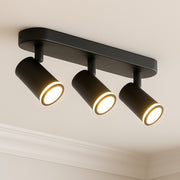 CGC SOLIS Black Triple GU10 Ceiling Spotlight with Halo Ring Adjustable Spot Bar