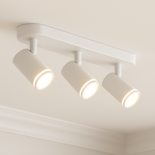 CGC SOLIS White Triple GU10 Ceiling Spotlight with Halo Ring Adjustable Spot Bar