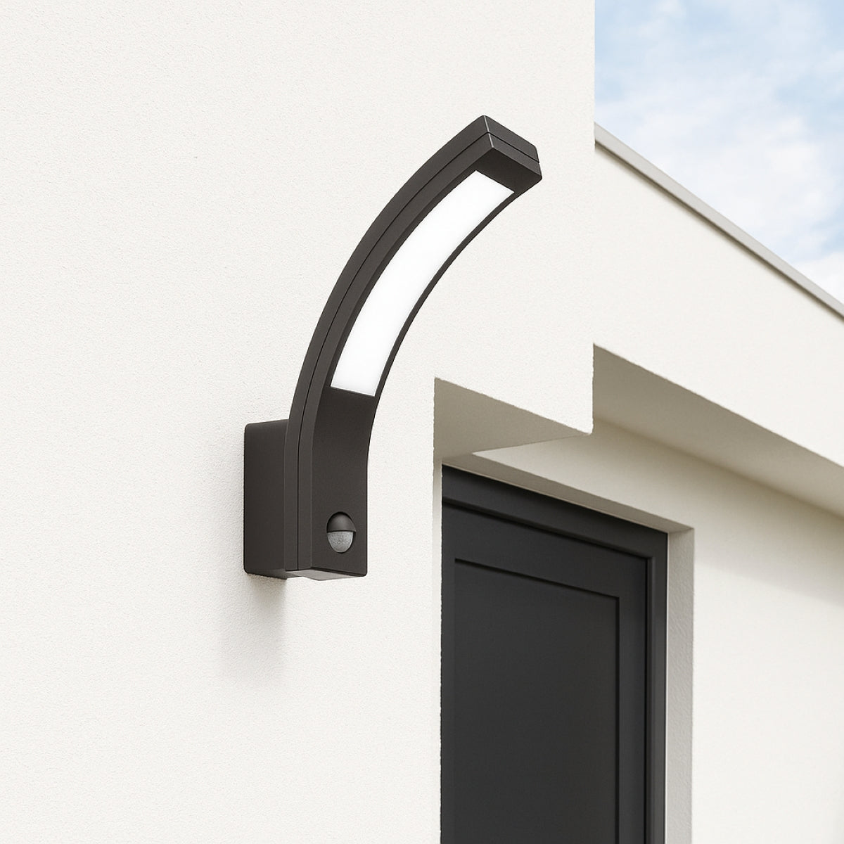 CGC PARIS Grey LED Curved Outdoor Wall Light With Motion Sensor