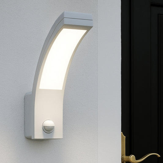 CGC PARIS White LED Curved Outdoor Wall Light With Motion Sensor