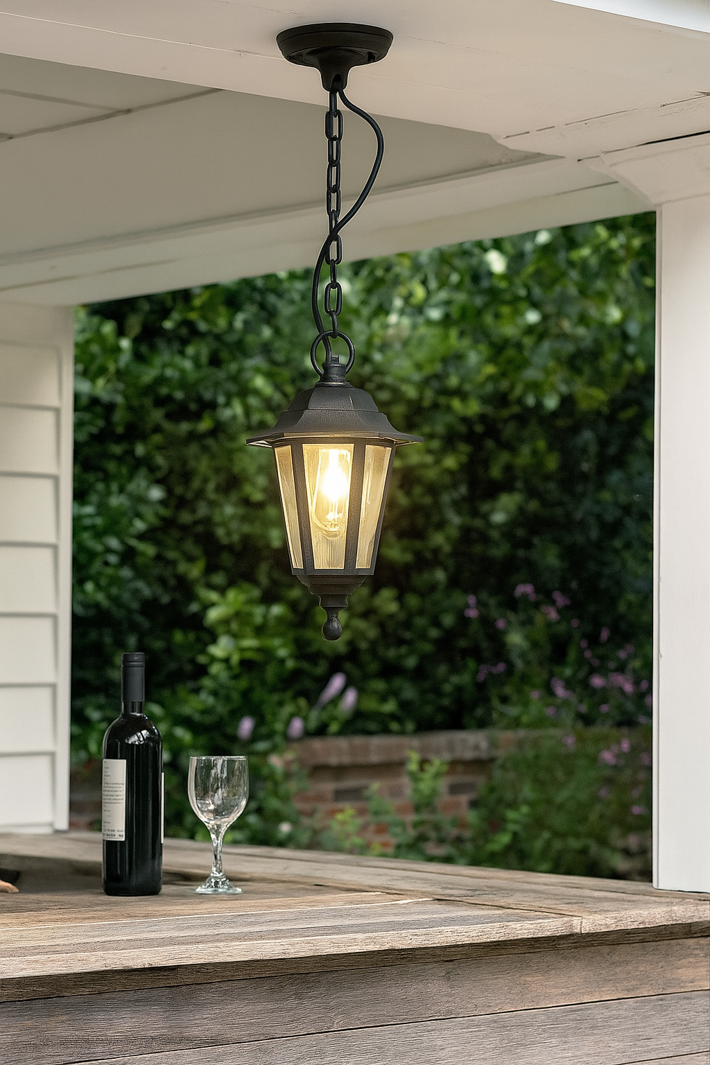 CGC YASMIN Black Outdoor Traditional Lantern Style Hanging Light